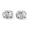 Brass Micro Pave Clear Cubic Zirconia Beads, Cadmium Free & Nickel Free & Lead Free, Round with Heart, Platinum, 9x4mm, Hole: 2.5mm