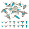 Pandahall 14Pcs 7 Styles Synthetic Turquoise Pendants, with Alloy Findings, Cattle Head Charms, Antique Silver, 26~41.5x25.5~41x5~9mm, Hole: 2~3mm, 2pcs/style