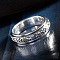 Retro Brass Finger Rings for Women, Embossing Flower Pattern, Platinum, US Size 8(18.1mm)