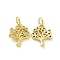 Brass Micro Pave Cubic Zirconia Charms, Cadmium Free & Nickel Free & Lead Free, with Jump Ring, Tree, Real 18K Gold Plated, Clear, 12x10x2mm, Hole: 3.2mm