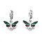 Rack Plating Alloy Enamel European Dangle Charms, Large Hole Pendants, with Crystal Rhinestone and Glitter Powder, Cadmium Free & Nickel Free & Lead Free, Butterfly, Platinum, Dark Green, 23.5mm, Hole: 5mm, Butterfly: 14x10x3mm
