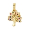 Brass Micro Pave Cubic Zirconia Pendants, Cadmium Free & Nickel Free & Lead Free, Tree of Life Charms, Real 18K Gold Plated, 16x14x1.5mm, Hole: 6.5x4mm
