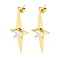 Star Shape Rack Plating Brass Micro Pave Cubic Zirconia Dangle Stud Earrings, Long-Lasting Plated, Cadmium Free & Lead Free, Real 18K Gold Plated, 38x13.5mm