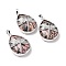 Natural Rhodonite Pendants, with Platinum Tone Brass Findings, Lead Free & Cadmium Free, Teardrop with Dragonfly Charms, 40~40.5x26~26.5x9~9.5mm, Hole: 5x7mm