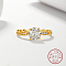 Clear Cubic Zirconia Diamond Finger Ring, 925 Sterling Silver Finger Ring, Golden, US Size 7(17.3mm)