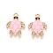 Alloy Rhinestone and Enamel Pendants, Turtle, Golden, Pink, 21x15x2.2mm, Hole: 1.6mm