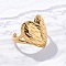 Marine Animal Theme 304 Stainless Stee Open Cuff Rings, Real 18K Gold Plated, Heart, 17.5mm, Adjustable