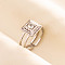 Stylish Stainless Steel Square Open Cuff Ring, Simple Adjustable Jewelry for Women Men