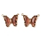 Brass Pave Faceted Glass Connector Charms, Cadmium Free & Nickel Free & Lead Free, Golden Tone Butterfly Links, Sienna, 17.5x23x5mm, Hole: 0.9mm