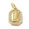 Real 18K Gold Plated Brass Micro Pave Clear Cubic Zirconia Pendants, with Jump Ring, Long-Lasting Plated, Lead Free & Cadmium Free, Letter Charms, Letter L, 12x8.5x2mm, Hole: 3mm