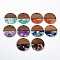 Transparent Resin & Walnut Wood Pendants, Two Tone, Flat Round, Mixed Color, 38.5x3mm, Hole: 2mm