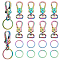 PH PandaHall 20pcs Rainbow Swivel Clasps Set, 10pcs Alloy Trigger Snap Hooks Flower Lanyard Keychain Hook with 10pcs 1 Inch 304 Stainless Steel Round Split Key Rings for Keychain Lanyard Bag Pendant