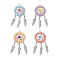 4Pcs 4 Colors Handmade Glass Seed Beads Pendants, Alloy Woven Net with Feather, with ABS Plastic Imitation Pearl, Mixed Color, 60.5x28.5x8mm, Hole: 2mm