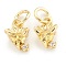 Brass Cubic Zirconia Pendants, with Jump Rings, Fish, Real 18K Gold Plated, 10x6.5x4mm, Hole: 3.5mm