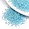 8/0 Glass Seed Beads, Inside Colours, Round Hole, Round, Transparent Colours Rainbow, Sky Blue, 8/0, 3~4x2~3mm, Hole: 0.8mm, about 15000pcs/bag
