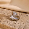 Fashionable 304 Stainless Steel Cubic Zirconia Finger Rings, Snake, Special-Interest, for Women, Silver, 22.7x26mm, US Size 7(17.3mm)