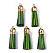 Faux Suede Tassel Pendant Decorations, with CCB Plastic Cord Ends, Medium Sea Green, 35~37x10mm, Hole: 2.5~3mm