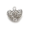 Brass Connector Charms, Hollow Heart Links, Cadmium Free & Nickel Free & Lead Free, Real Platinum Plated, 13x13.5x6mm, Hole: 1.2mm