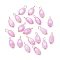 20Pcs Opaque Baking Painted Crackle Glass Charms, Melon Seeds, with Brass Loops, Golden, Faceted, Pearl Pink, 13.5x6x4.5mm, Hole: 3mm, 20pcs/set
