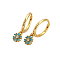 925 Sterling Silver Mirco Pave Cubic Zirconia Flower Hoop Earrings, Golden, Green, 18x12mm