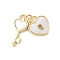 Brass Pave Natural White Shell Pendants, Heart Lock and Key Charms with Jump Rings, Long-Lasting Plated, Lead Free & Cadmium Free, Rack Plating, Real 18K Gold Plated, 13.5x12.5x2mm, Hole: 3mm
