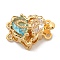 Brass Micro Pave Cubic Zirconia Box Clasps, Nickel Free, Heart, Real 18K Gold Plated, 2-Strand, 4-Hole, Sky Blue, 12.5x18x9mm, Hole: 1.2mm