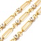 Rack Plating Brass Oval & Flat Round Link Chains, with Cubic Zirconia, Unwelded, with Spool, Cadmium Free & Nickel Free & Lead Free, Real 18K Gold Plated, Link: 20.5x7x1.5mm, 11.5x6.5x4.5mm