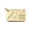 Brass Pendants, Cadmium Free & Lead Free, Rectangle Postcard Charms, with Jump Ring, Real 18K Gold Plated, 18x12x1.5mm, Hole: 3mm