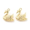 Brass Pendants, Goose Charm, Real 18K Gold Plated, 16.5x15x6.5mm, Hole: 1.5mm