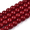 Opaque Solid Color Glass Beads Strands, Round, Dark Red, 6~6.5mm, Hole: 1.4mm, about 67~70pcs/strand, 14.76 inch~15.16 inch(37.5~38.5cm)