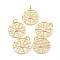 Brass Micro Pave Clear Cubic Zirconia Pendants, with Jump Rings, Long-Lasting Plated, Flat Round, Real 18K Gold Plated, 22.5x19.7x2.2mm, Jump Ring: 5.5x0.8mm, Hole: 4mm