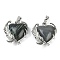 Labradorite Pendants, Brass Flower Charms, Rack Plating, Long-Lasting Plated, Lead Free & Cadmium Free, Platinum, 27x24x8mm, Hole: 8x5mm