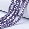 Electroplate Glass Beads Strands, Opaque Solid Color, AB Color Plated, Faceted, Rondelle, Slate Blue, 3.5~3.8x3mm, Hole: 0.4mm, about 105~110pcs/strand, 29~31cm