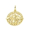 Brass Pendants, Cadmium Free & Nickel Free & Lead Free, Flat Round with Bee, Real 18K Gold Plated, 31x30x3.7mm, Hole: 8x5mm