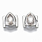 Brass Micro Pave Clear Cubic Zirconia Cabochons, Fit Floating Locket Charms, Teardrop, Real Platinum Plated, 7.5x7.5x3mm