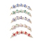5Pcs 5 Colors Flower Printed Porcelian Round Beaded Connector Charms, with 304 Stainless Steel Loops, Golden, Mixed Color, 70~80x10.5mm, Hole: 3mm, 1pc/color