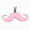 201 Stainless Steel Enamel Pendants, Museache, Pink, 16.5~17.5x39.5~40.5x2mm, Hole: 8x4mm