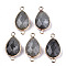 Natural Labradorite Links Connectors, with Light Gold Tone Brass Findings, Faceted Teardrop, 27x14x6mm, Hole: 2mm