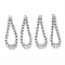 Brass Rhinestone Cup Chain Pendants, Crystal, Teardrop, Platinum, 30~35x8x2mm, Hole: 1.6mm
