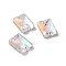 Rectangle Shape Sew on Rhinestone, K5 Glass Rhinestone, 2-Hole Link, Plated Flat Back, Sewing Craft Decoration, Light Crystal AB, 14x10x4.5mm, Hole: 1mm