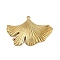 304 Stainless Steel Pendants, Golden, Ginkgo Leaf, 24x35x3.5mm, Hole: 2mm