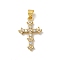 Brass Micro Pave Cubic Zirconia Pendants, Cadmium Free & Lead Free, Cross Charms, Real 18K Gold Plated, 23x15x2.5mm, Hole: 5x4.5mm