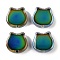Electroplate Two Tone Glass Mood Beads, Temperature Sensing Color Changing Beads, Cat Shape, Clear, 
Blue Background, 14x14x6mm, Hole: 1.2mm