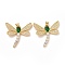 Brass Cubic Zirconia Pendants, Cadmium Free & Lead Free, Dragonfly Charms, Golden, 33x29.5x4.5mm, Hole: 3x5mm