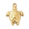 Ion Plating(IP) 201 Stainless Steel Pendants, Tortoise with Starfish Charms, Real 18K Gold Plated, 23.5x18x3mm, Hole: 2.5mm