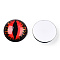 Glass Cabochons, Half Round with Evil Eye, Vertical Pupil, Red, 20x6.5mm