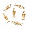 Alloy Enamel Pendants, Light Gold, Fish Bone, White, 24x8x1.5mm, Hole: 1.6mm