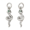 Brass Micro Pave Cubic Zirconia Pendants, Cadmium Free & Nickel Free & Lead Free, Snake Charms, with Jump Ring, Platinum, 17x5.5x3mm, Hole: 3.5mm