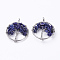Natural Lapis Lazuli Pendants, with Brass Findings, Flat Round with Tree of Life, Platinum, 29x5~7mm, Hole: 4.5mm