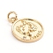 Brass Micro Pave Cubic Zirconia Pendants, with Jump Ring, Flat Round with Twelve Constellations, Clear, Golden, Pisces, 18x14.5x1.5mm, Hole: 3mm